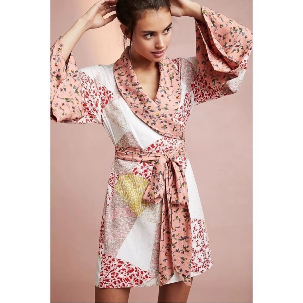 Anthropologie Floreat Effie Patchwork Pattern Robe - Picture 2 of 9